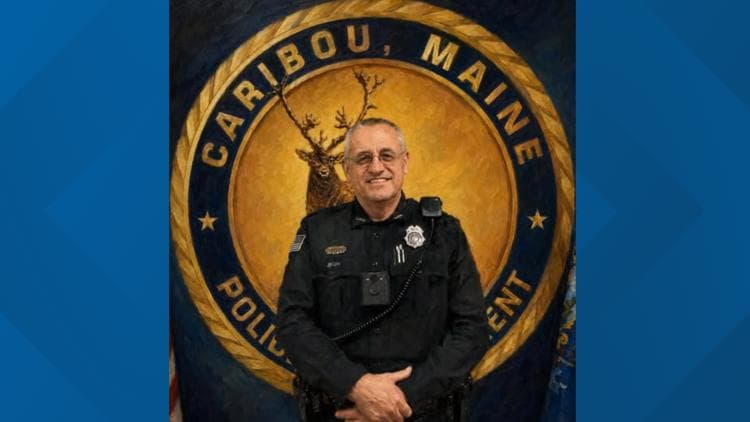 Police and fire departments honor retired Caribou officer Doug Bell, who passed away Thursday