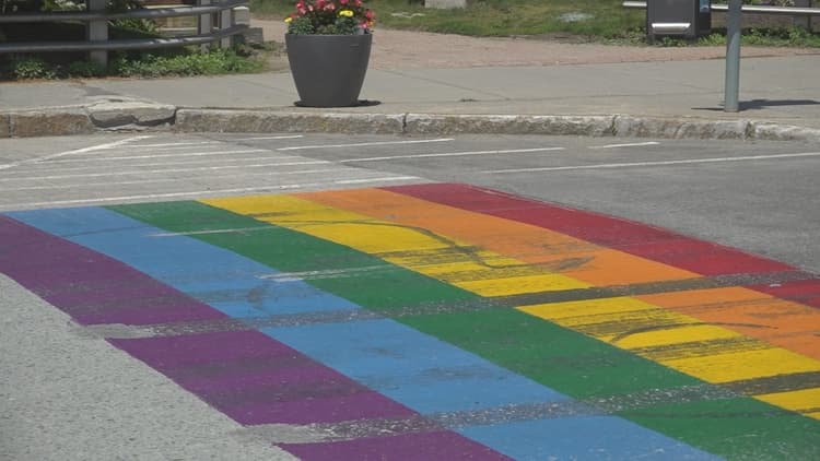 Downtown Bangor Pride month crosswalk vandalized for a second time
