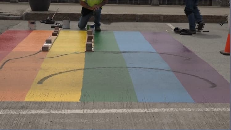 Bangor police investigate after Pride crosswalk defaced just 2 days into Pride Month