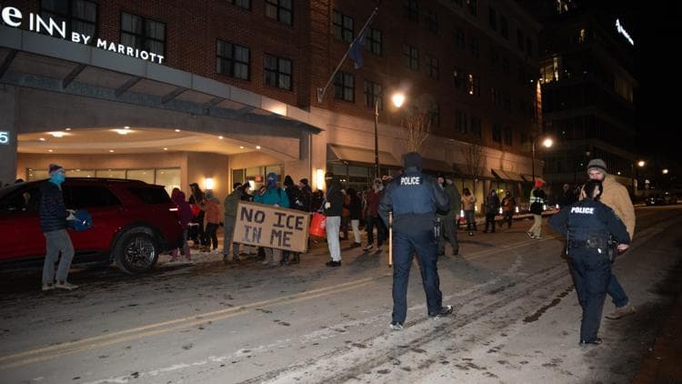 Protesters rally outside Portland hotel over ICE presence concerns