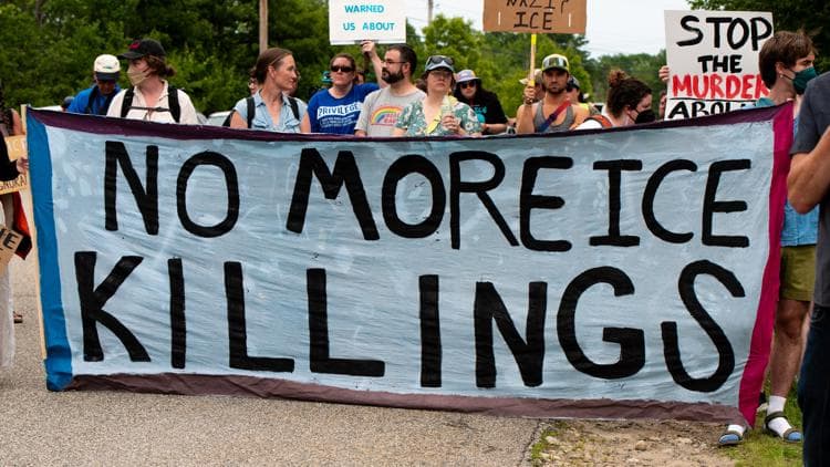 Protest outside Scarborough Town Office Wednesday coincides with crucial meeting to discuss closure of ICE facility