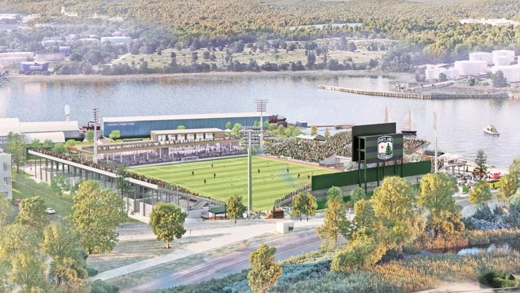 Hearts of Pine unveils plans for $50M-plus waterfront soccer stadium in Portland