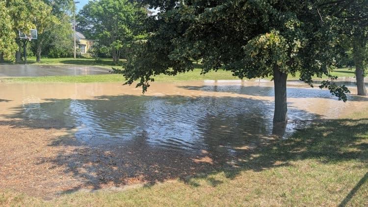 Crews work on water main break in South Portland on Sunday