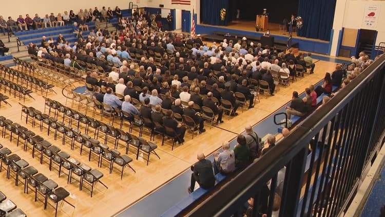 Hundreds gather in Belfast to honor Searsmont asssistant fire chief killed in Robbins Lumber mill fire