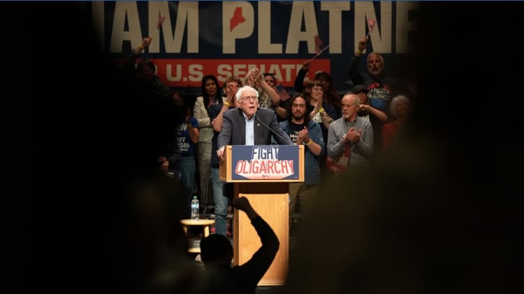 Bernie Sanders campaigns with Graham Platner and Troy Jackson in Orono